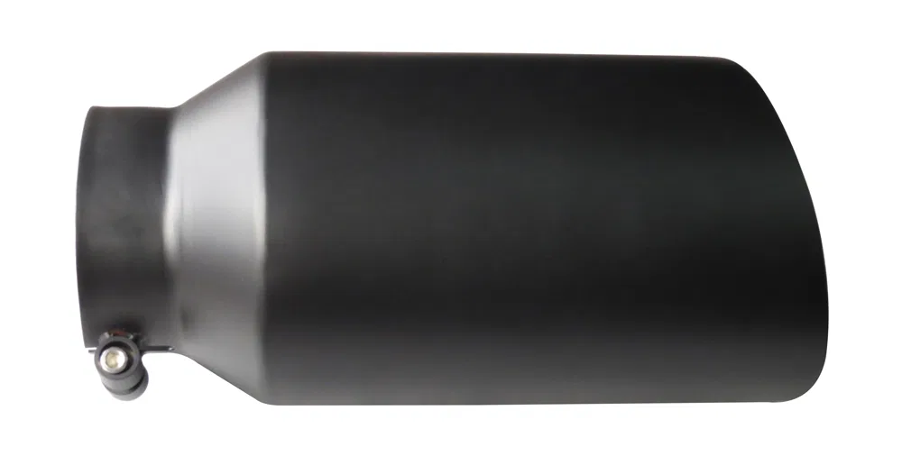 408B – SPEEDFX Exhaust Tail Pipe Tip, 4 Inch Inlet 6 Inch Outlet Black Stainless Steel Round Angled Cut Beveled Edge ...